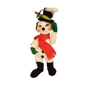VTG Rare Annalee 20" Snowman Open Eyes Black Pom Pom Nose Free Standing 1971